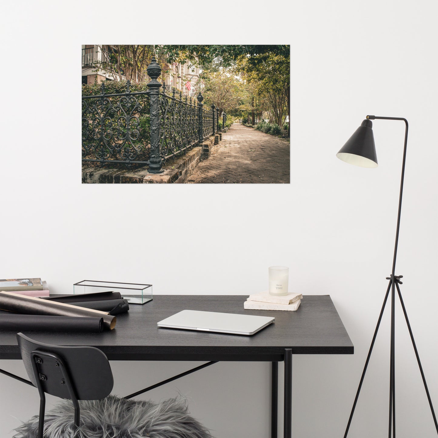Old Wrought Iron Fence Savannah Ga 3 Architectural Photo Loose Wall Art Print