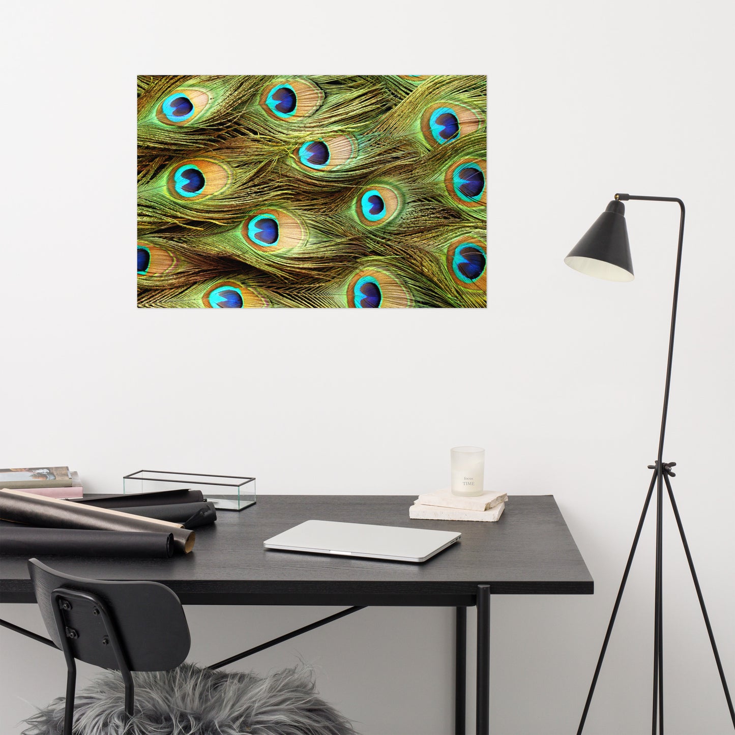 Peacock Feathers Close-Up Minimal Wildlife Wall Art Prints - Loose - Unframed