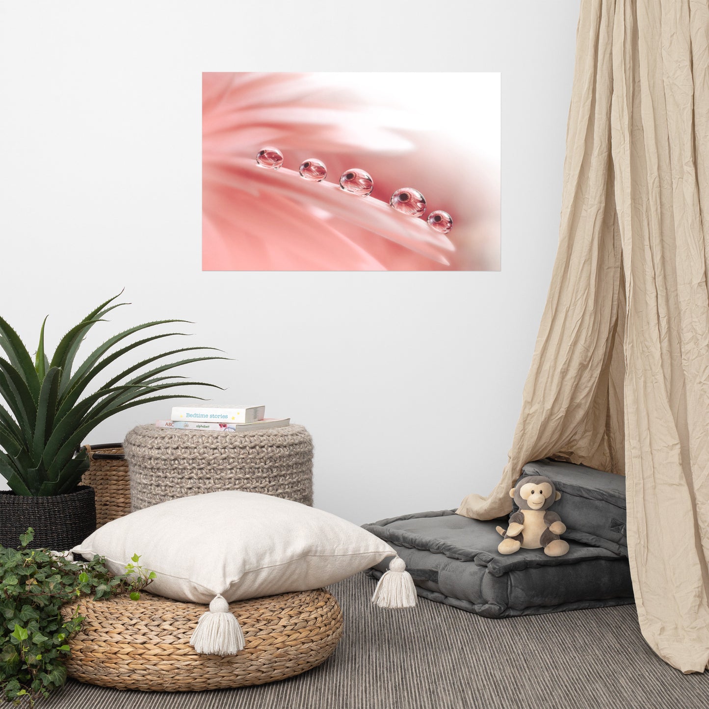 Floral Posters Amazon: Peace - Dew Drops on Gerbera Daisy Petals Floral Botanical Photograph Shabby Chic - Vintage Loose / Unframed Wall Art Print