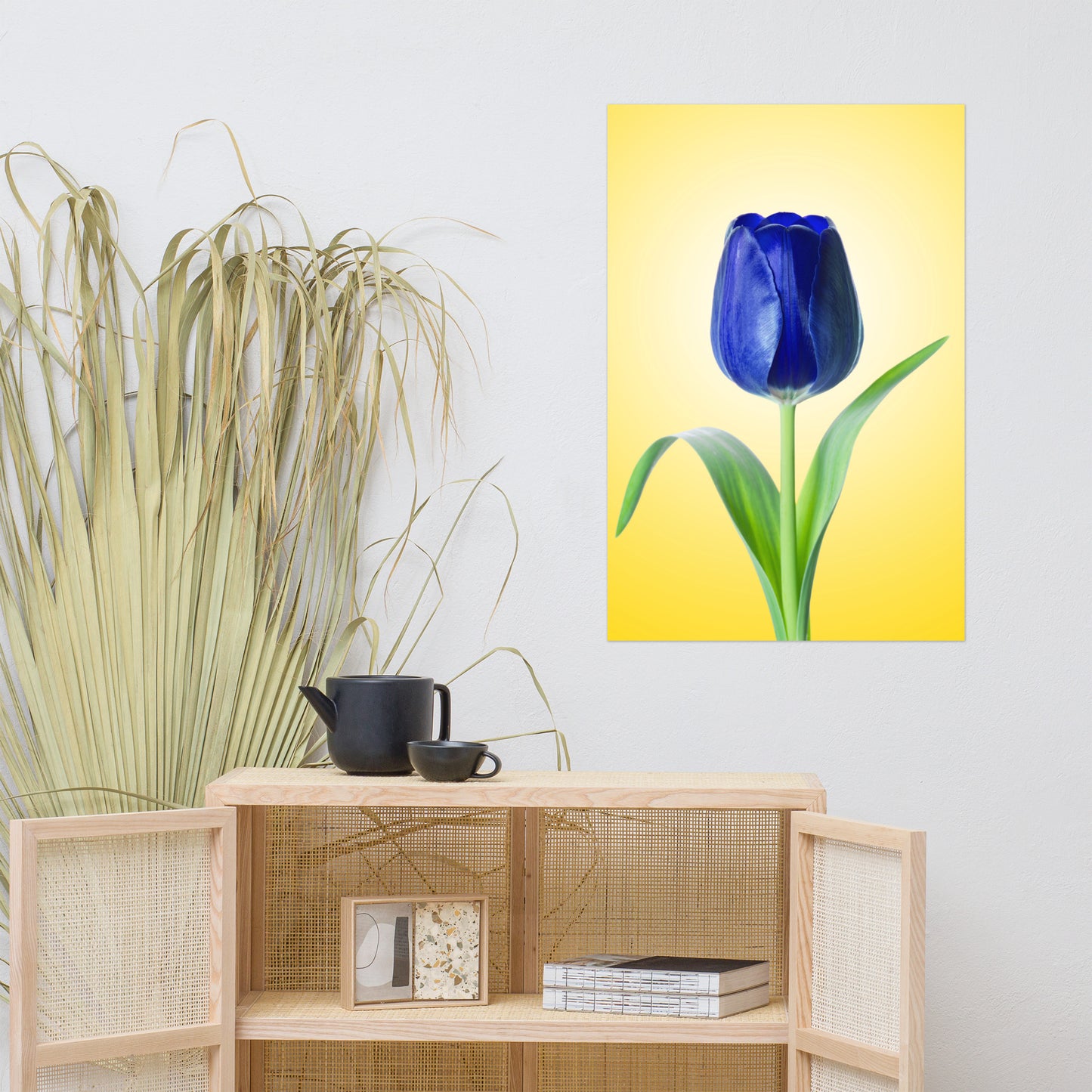 Blue Tulip Minimal Floral Nature Photo Loose Wall Art Print