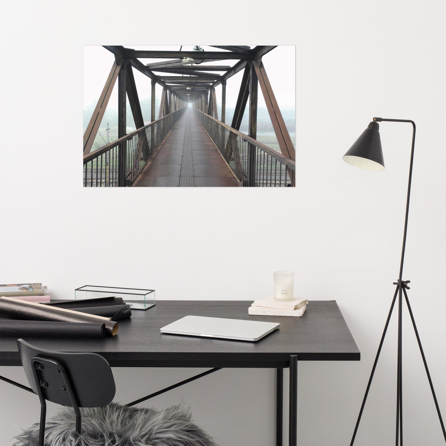 Architectural Photography Industrial: Vanishing Point Frameable Art Print