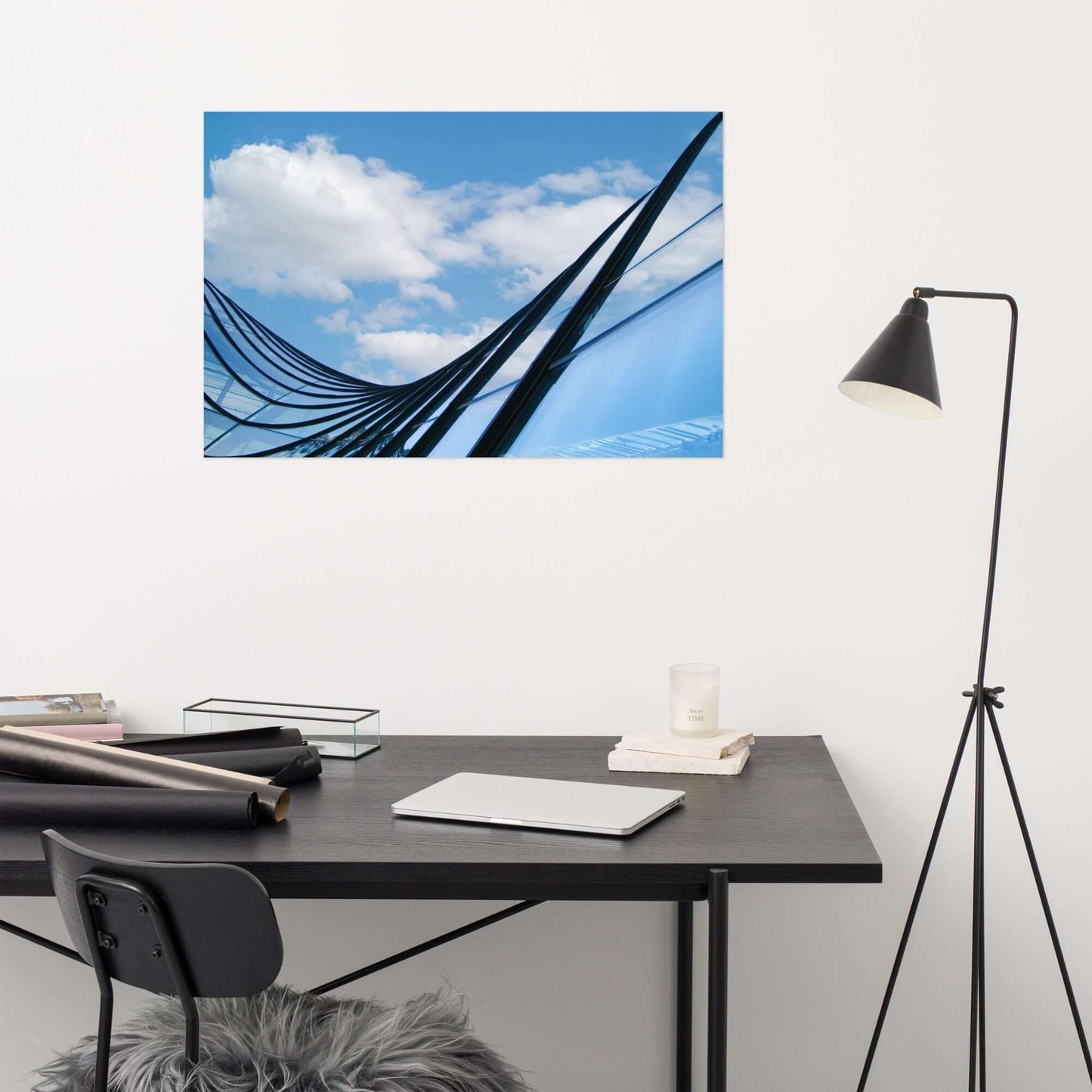 Architecture Photography Art: Glass and Azure Frameable Art Print