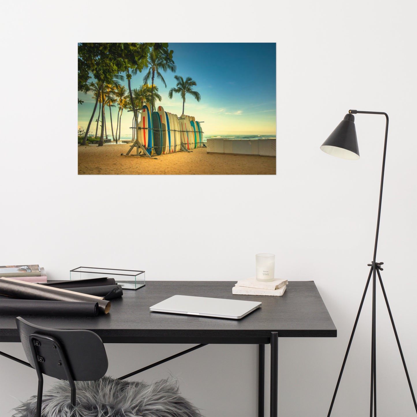 Your Wave is Waiting: Hawaiian Surfboard Dreams Coastal Lifestyle Landscape Loose Wall Art Print