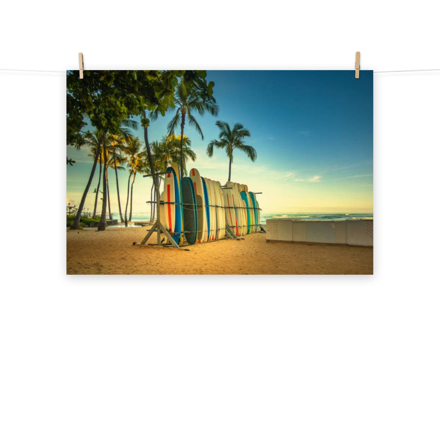 Your Wave is Waiting: Hawaiian Surfboard Dreams Coastal Lifestyle Landscape Loose Wall Art Print