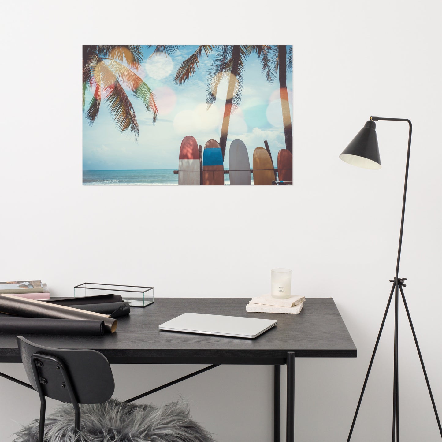 Surf Life Tropical Landscape Surfboard Scene Lifestyle Photograph Loose Wall Art Print