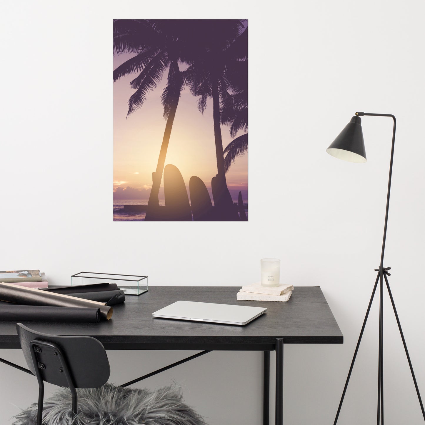 Surfer's Sunset Tropical Coastal Scene Lifestyle Photograph Loose Wall Art Print