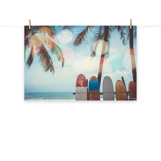 Surf Life Tropical Landscape Surfboard Scene Lifestyle Photograph Loose Wall Art Print