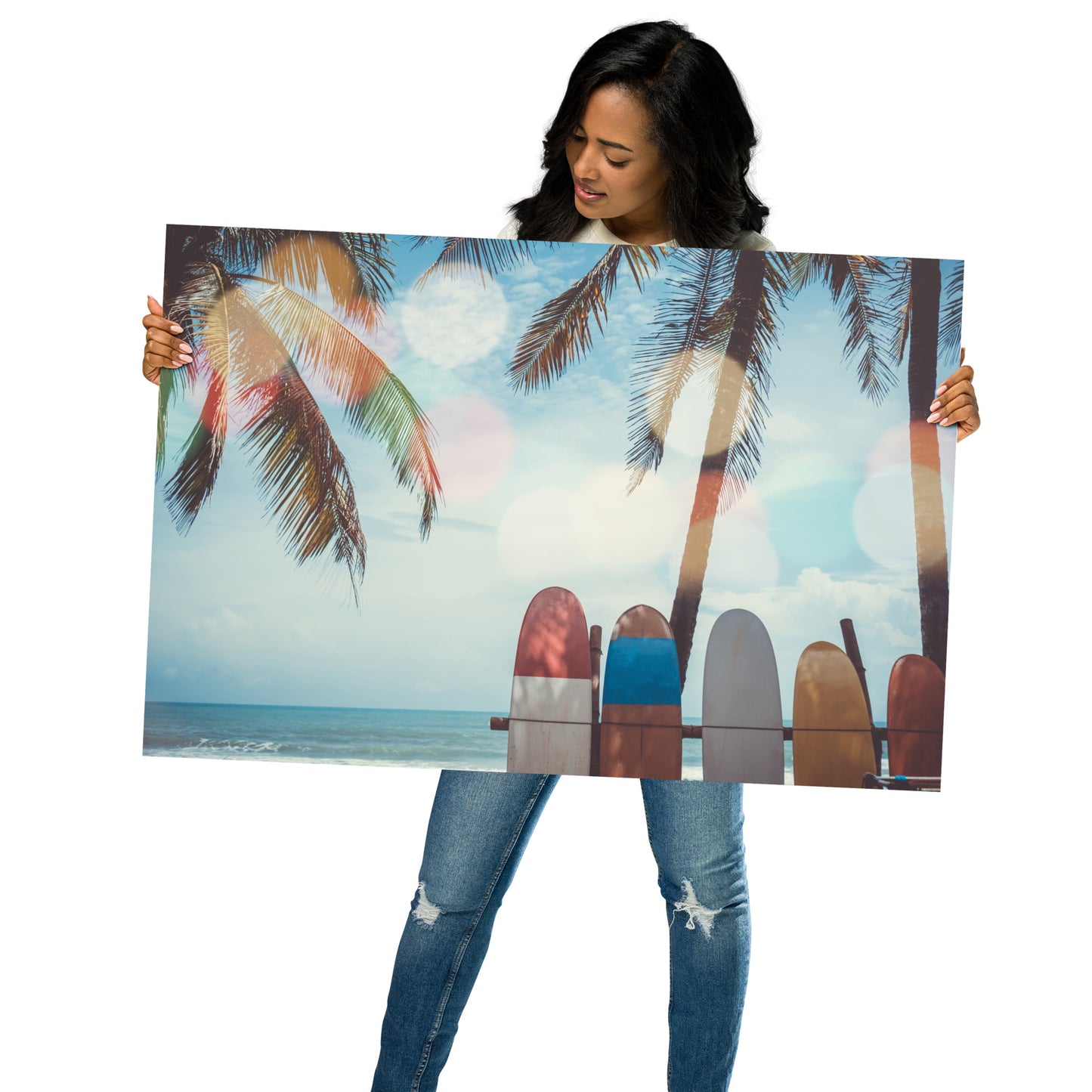 Surf Life Tropical Landscape Surfboard Scene Lifestyle Photograph Loose Wall Art Print