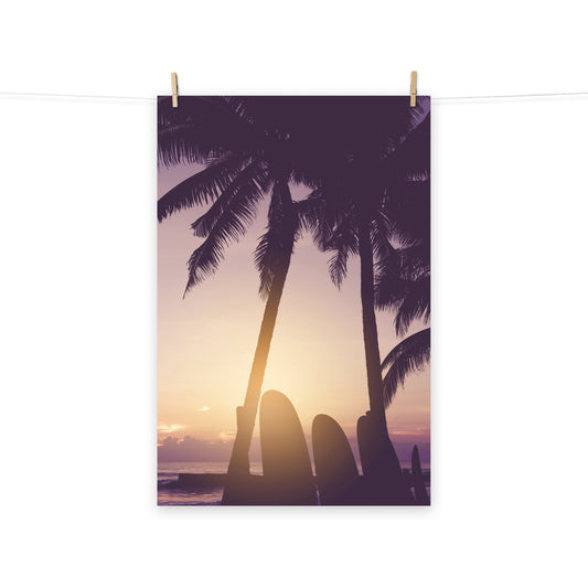 Surfer's Sunset Tropical Coastal Scene Lifestyle Photograph Loose Wall Art Print