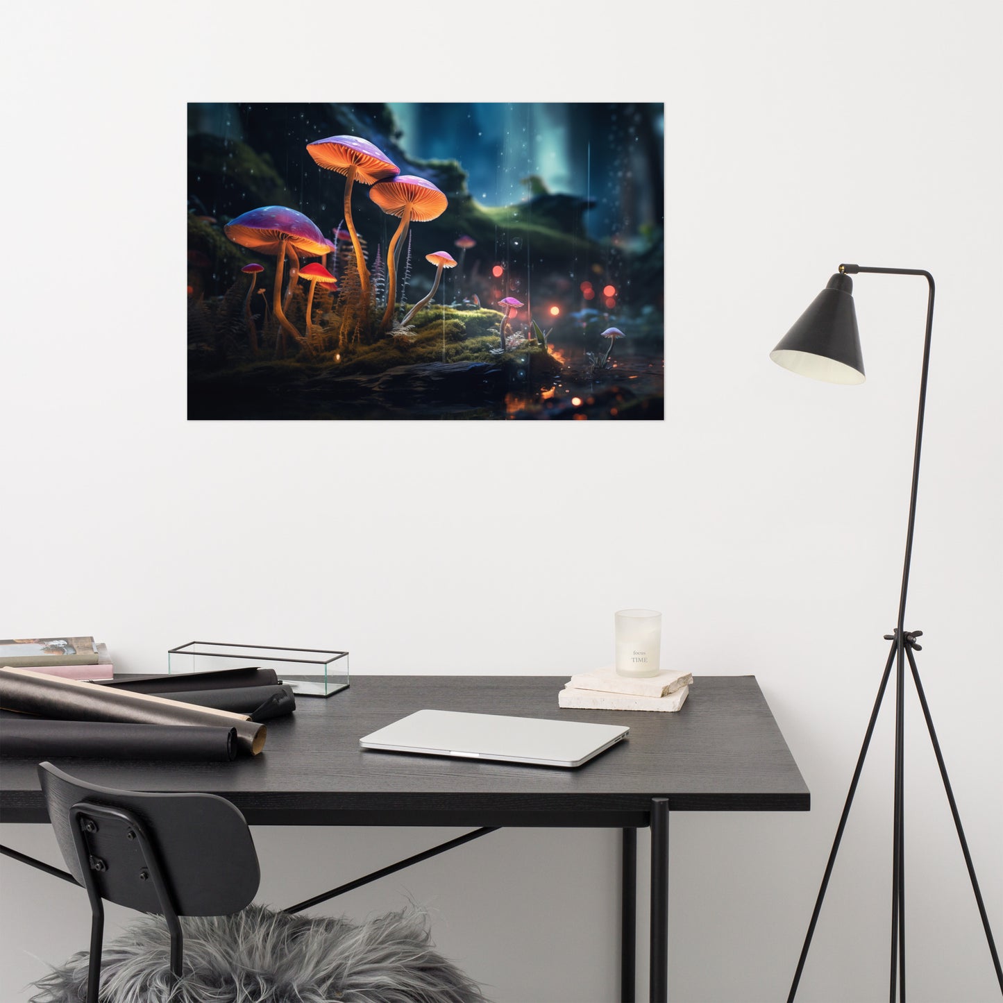 Abstract Decor: "Glowing Guardians" - Mushrooms - Minimal / Modern / Botanical Unframed Art Print