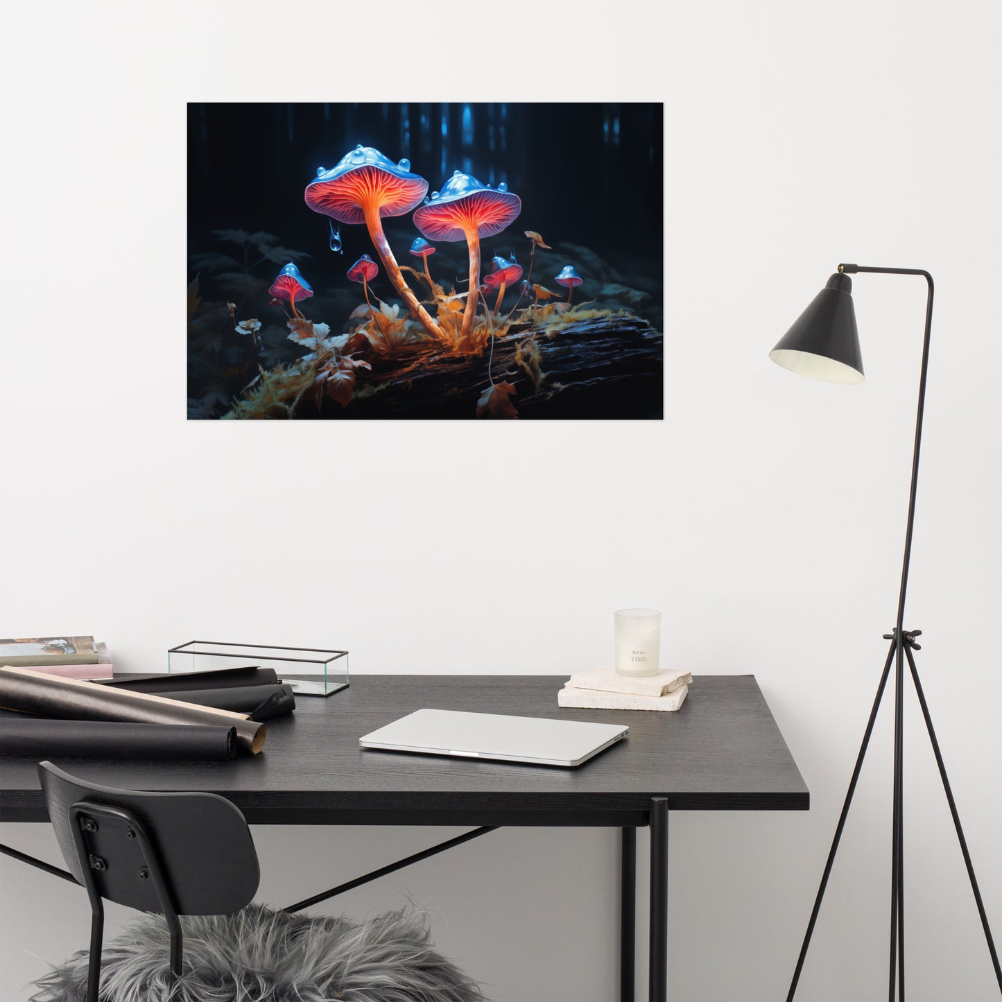 Minimalist Botanical Wall Art: "Mystical Mushrooms" Abstract / Modern Unframed Print