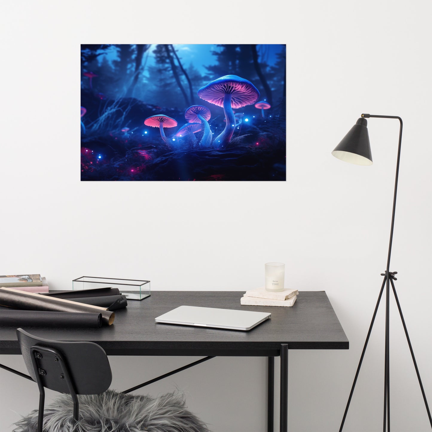 Amazing Surreal Art: "Nature's Nightlight Mushrooms" - Abstract / Minimal / Modern / Botanical Print
