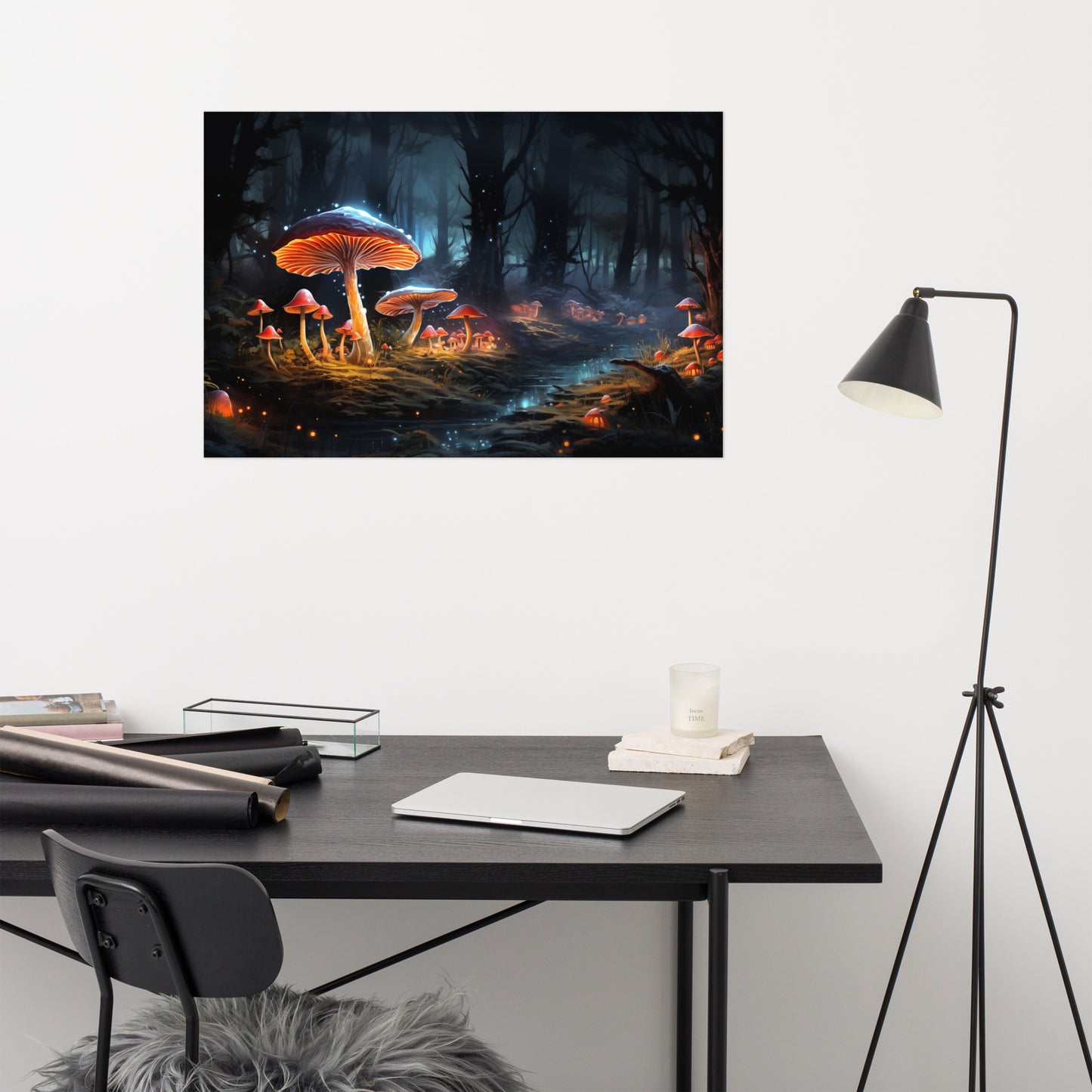 Modern Surrealism: "Fungus Lantern" Mushrooms - Abstract / Minimal / Botanical Unframed Art Print
