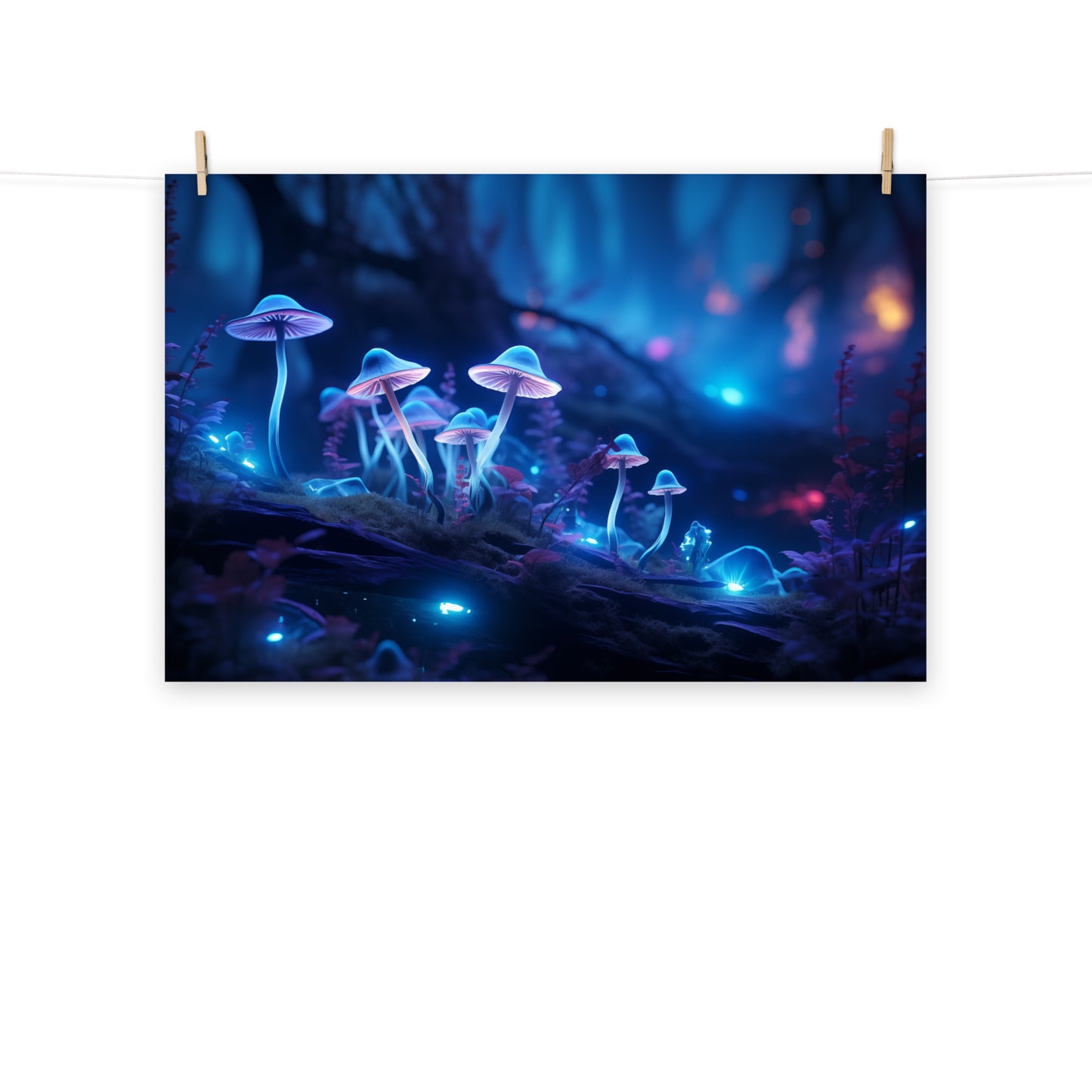 Modern Botanical Art Prints: "Forest of Illumination" Mushrooms - Abstract / Minimal - Unframed