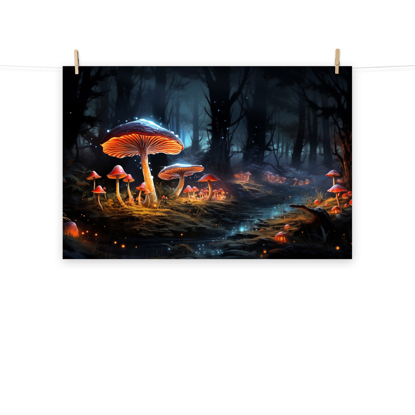 Modern Surrealism: "Fungus Lantern" Mushrooms - Abstract / Minimal / Botanical Unframed Art Print