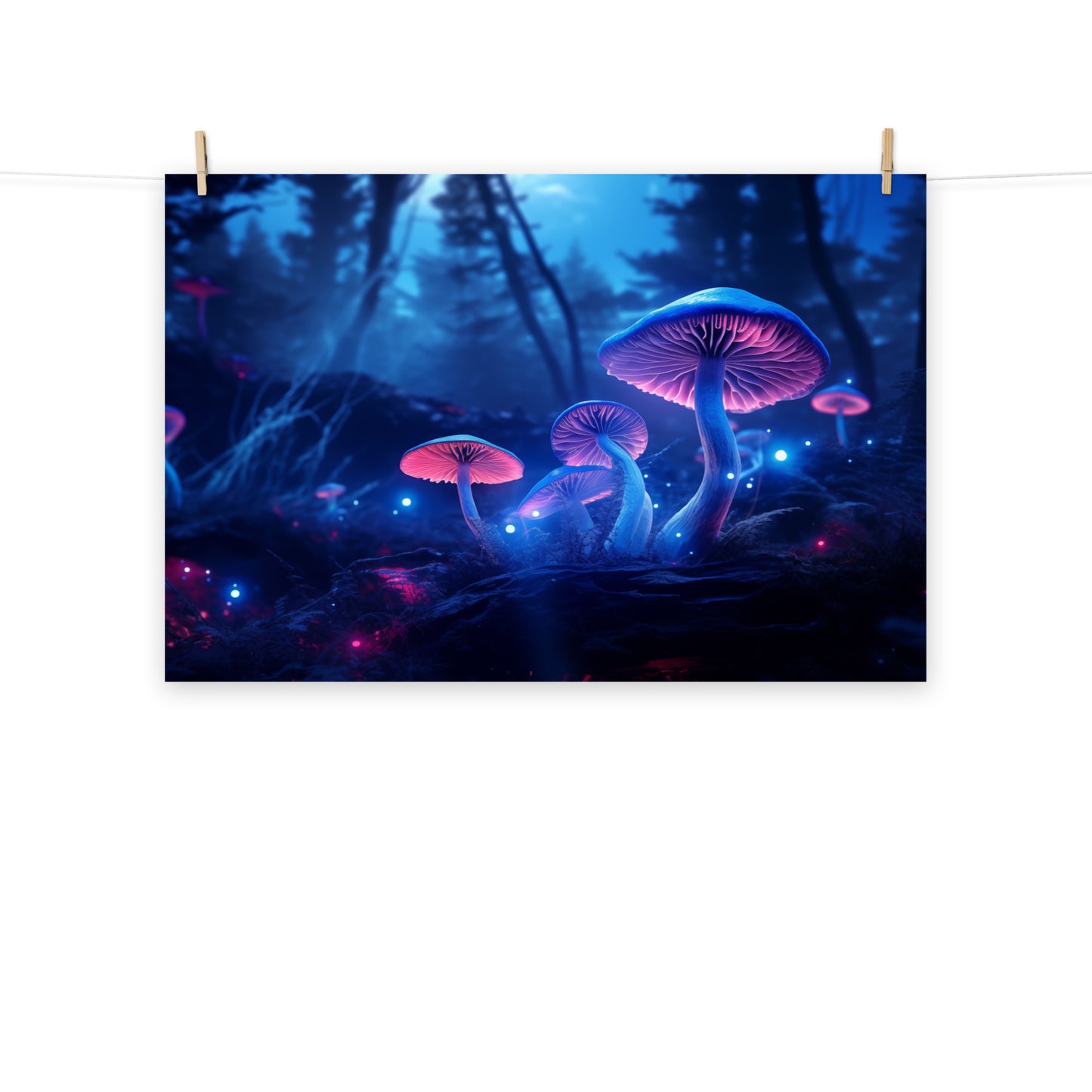 Amazing Surreal Art: "Nature's Nightlight Mushrooms" - Abstract / Minimal / Modern / Botanical Print