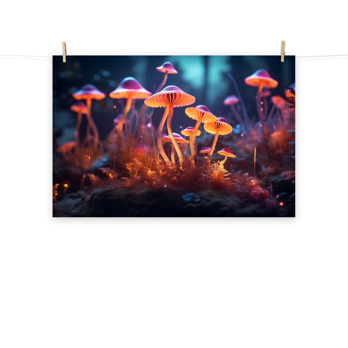Cool Abstract Art: "Neon Nature Mushrooms" - Minimal / Modern / Botanical Unframed Print