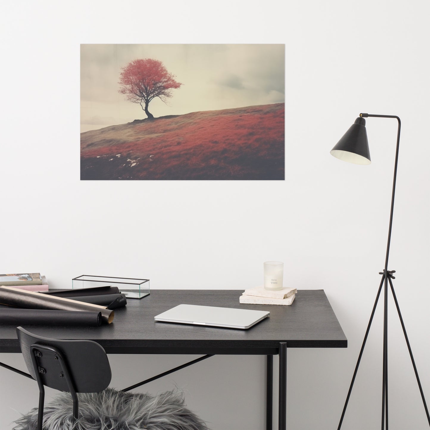 Autumn Solitude Minimal Botanical Retro Subdued Photorealism - Digital Artwork Loose Print