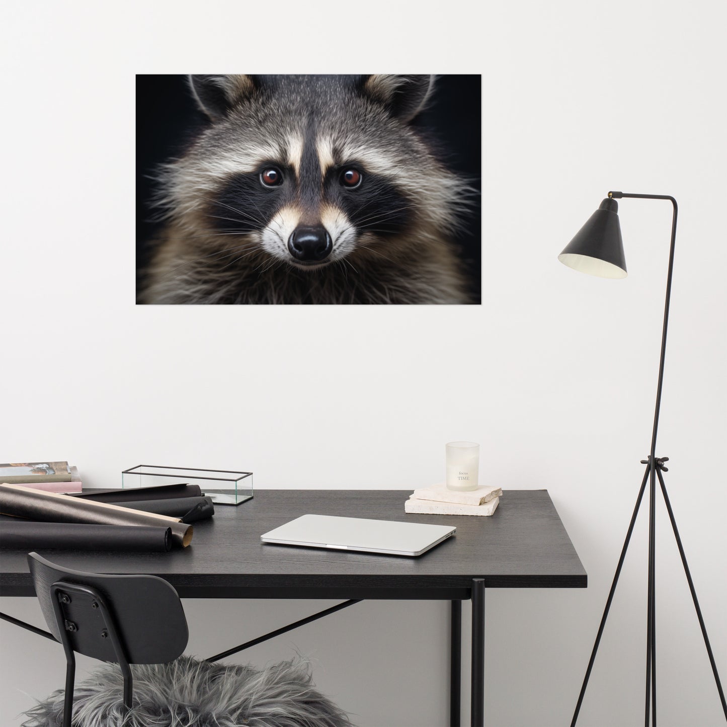 Bandit Eyes Raccoon Portrait Photorealism Painting- Digital Artwork Loose Print