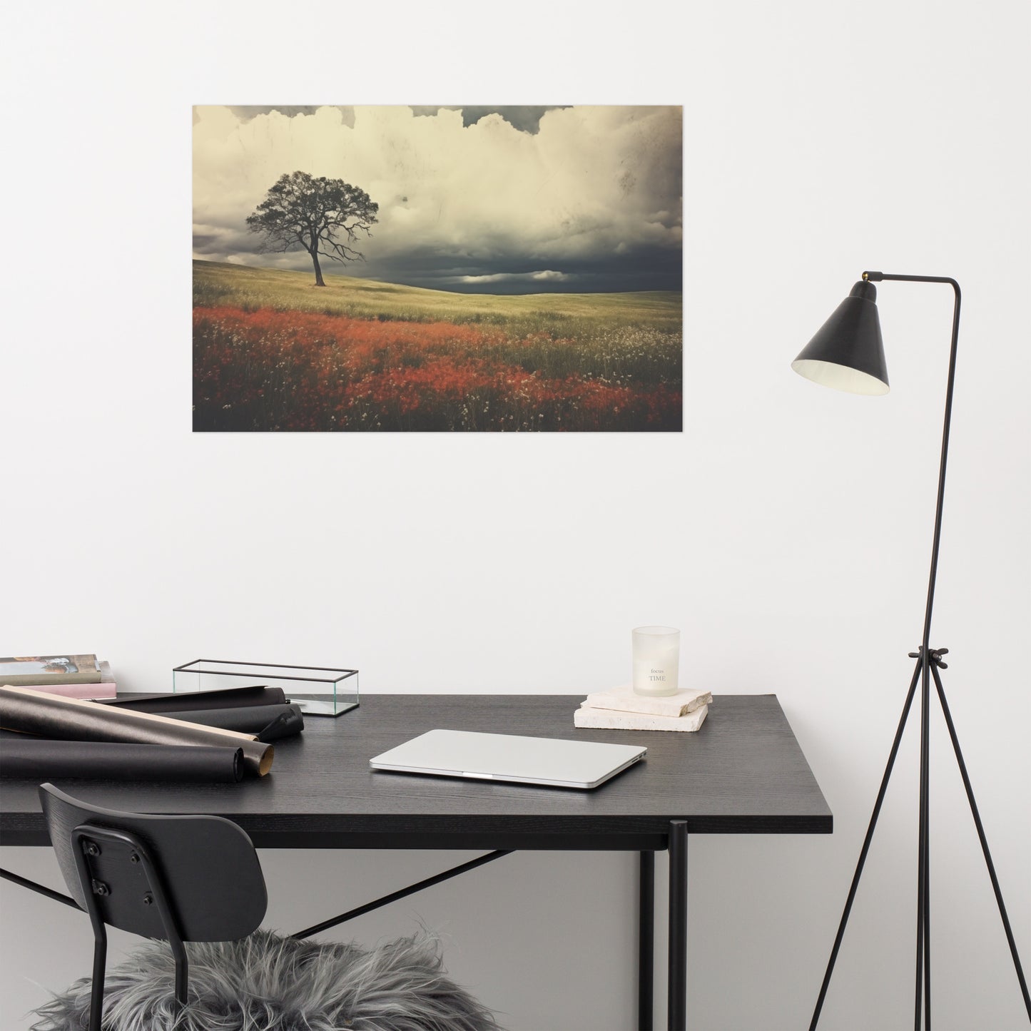 Beneath a Weathered Sky Subdued Retro Rustic Photorealism Painting - Digital Artwork Loose Art Print