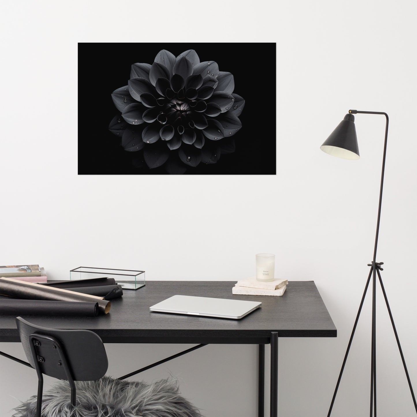 Black Beauty Black Flowers Photorealism Painting - Digital Artwork Loose Art Print