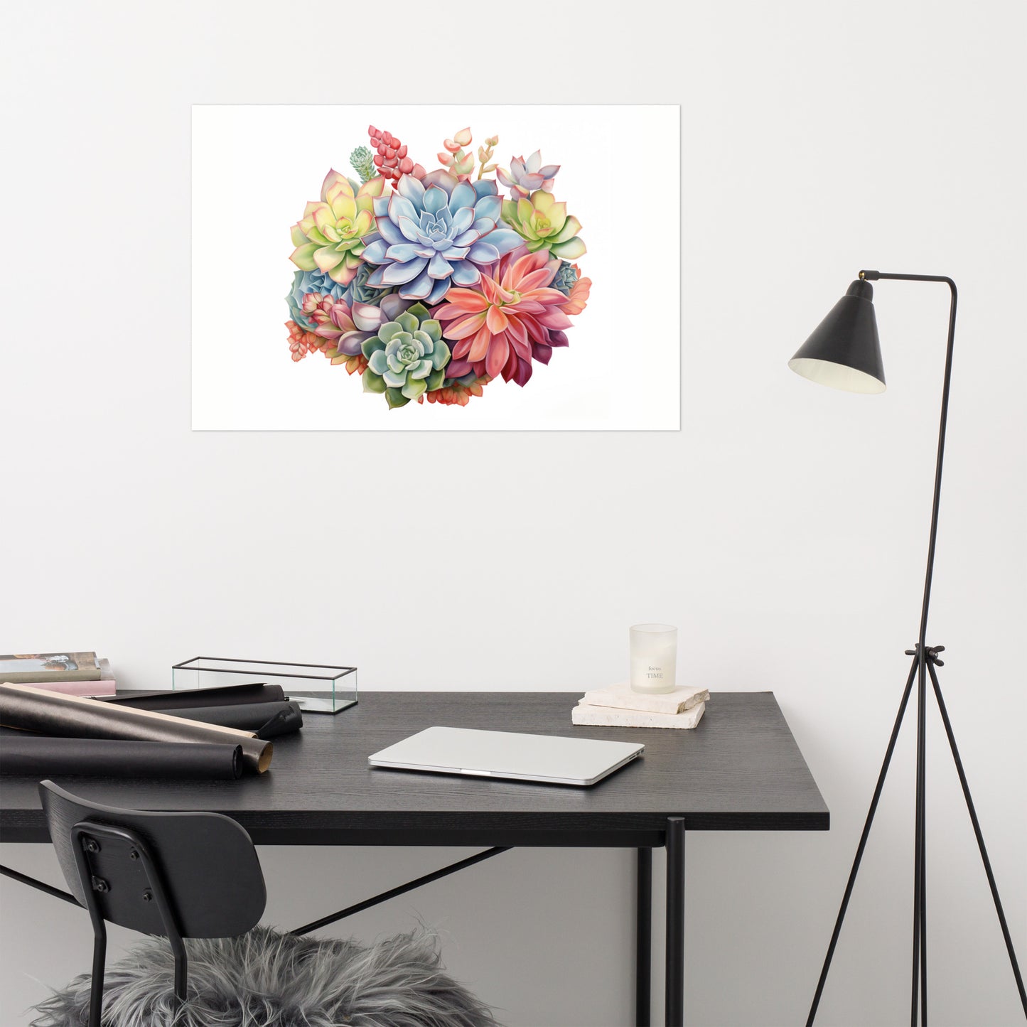 Blooming Succulents Watercolor Painting - Digital Artwork Loose Art Print
