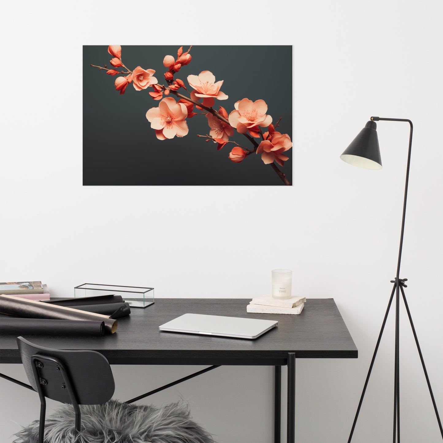 Blossom's Blush Coral Flowers Photorealism Painting - Digital Artwork Loose Art Print
