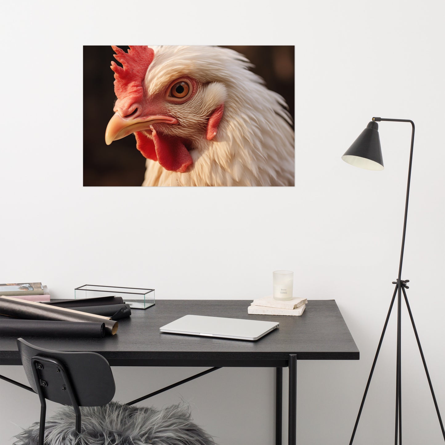 Brooding Beauty Chicken Photorealism Painting - Digital Artwork Loose Art Print