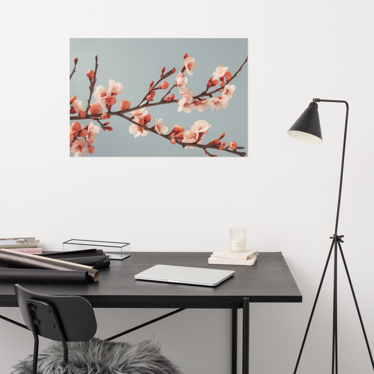 Botanical Whispers Apricot Blooms Peach Floral Photorealism Painting - Digital Artwork Loose Art Print