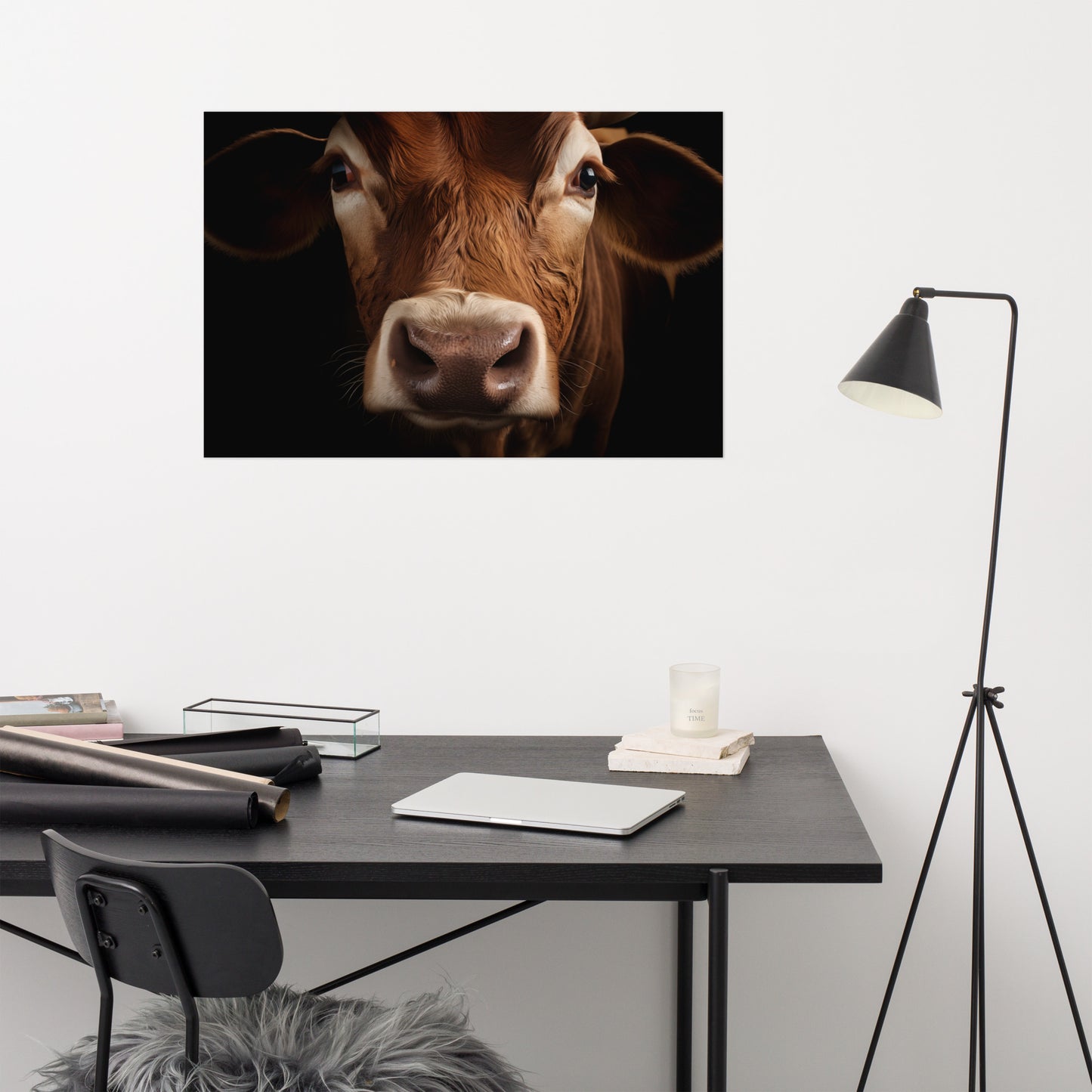Bovine Beauty Cow Photorealism Painting - Digital Artwork Loose Art Print