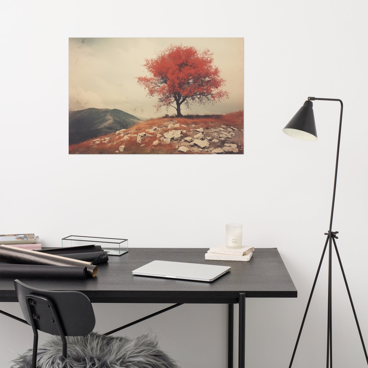 Country Wall Decoration: Crimson Peak Minimal Botanical Retro Subdued Photorealism - Digital Artwork Loose Art Print