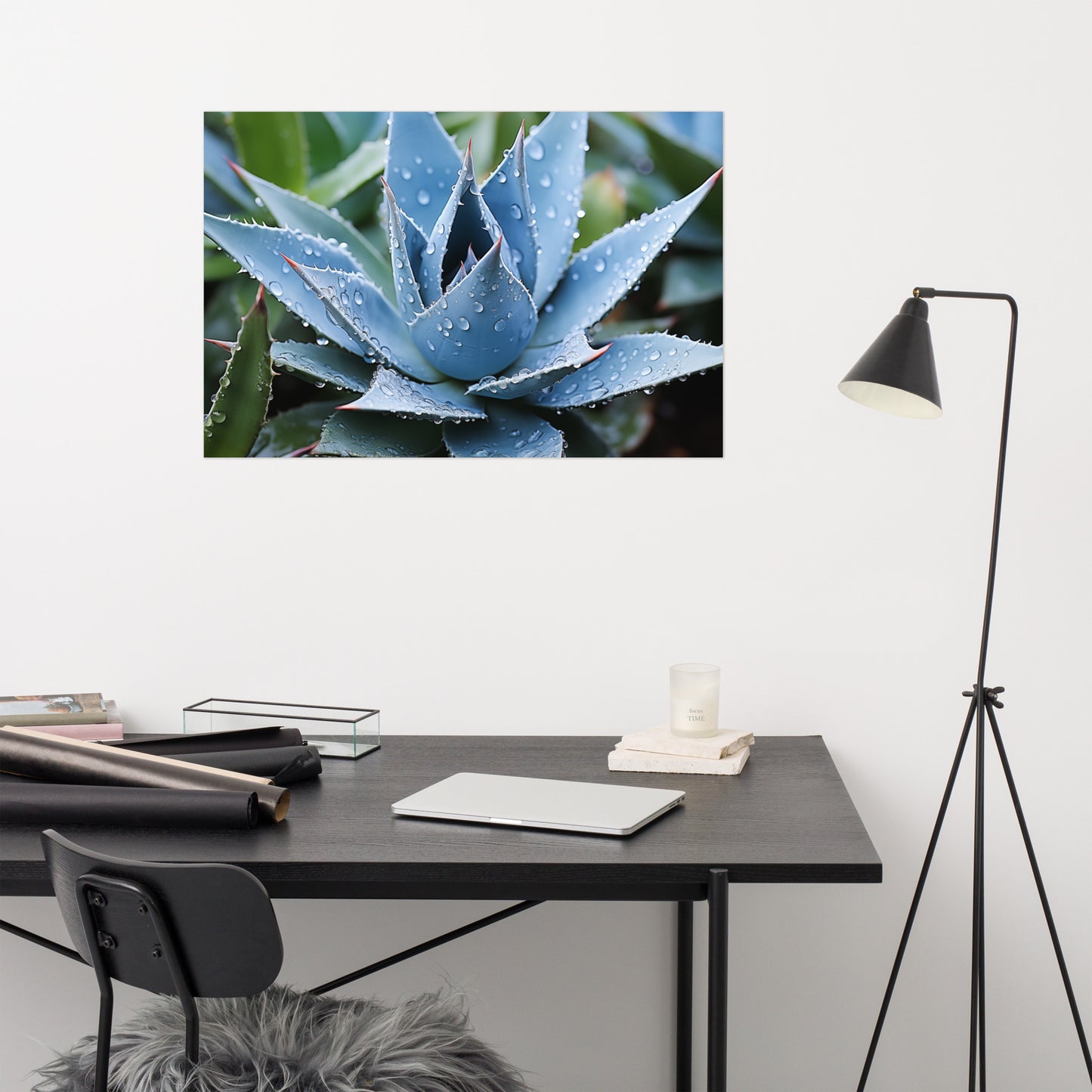 Botanical Painting: Delicate Agave Rustic Photorealism - Digital Artwork Loose Art Print