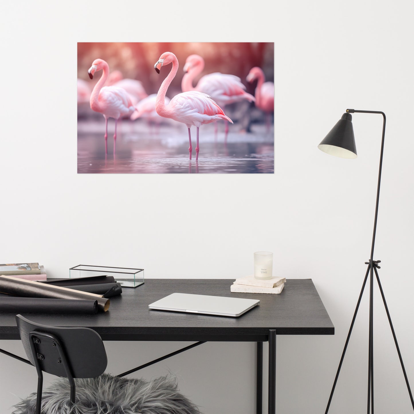 Harmony in Pink Wildlife Photorealistic Coastal Digital Artwork Loose Art Print