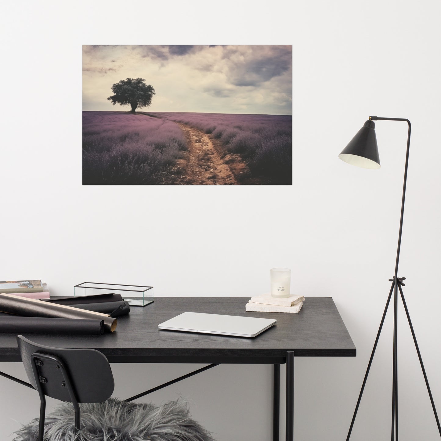 Lavender Dreamscape Minimal Floral Botanical Retro Subdued Photorealism - Digital Artwork Loose Art Print