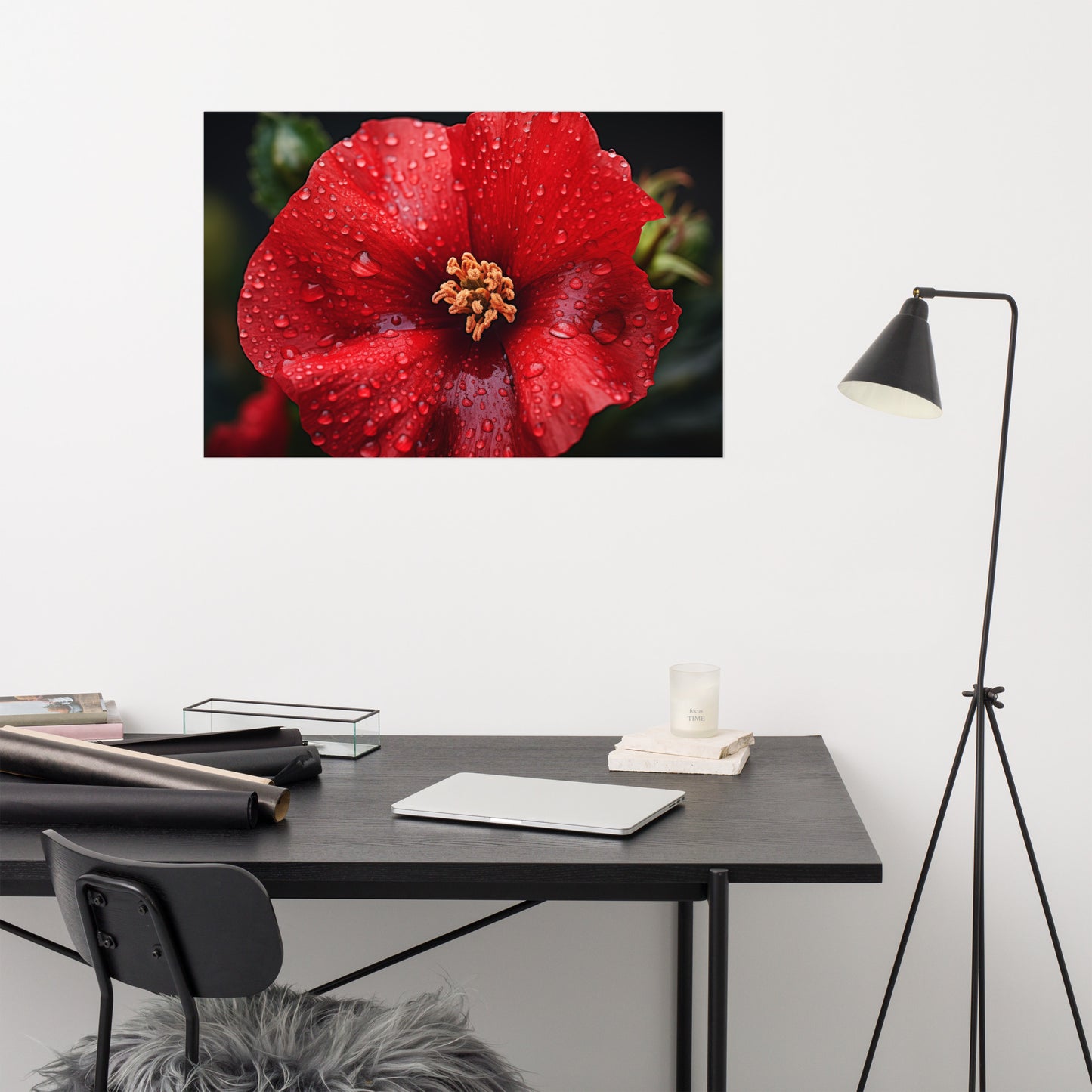 Scarlet Serenade Photorealism - Digital Artwork Loose Art Print