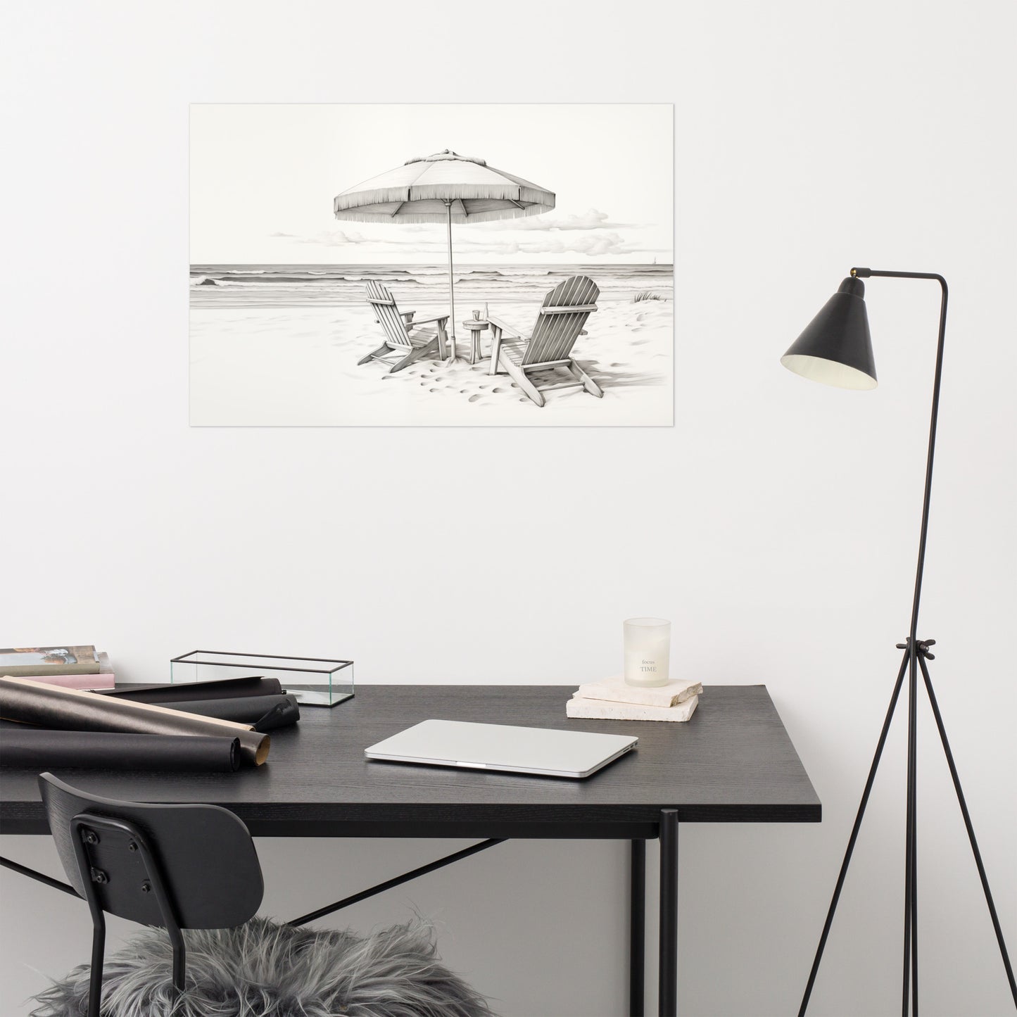 Serenity's Silence Pencil Sketch - Digital Artwork Loose Art Print