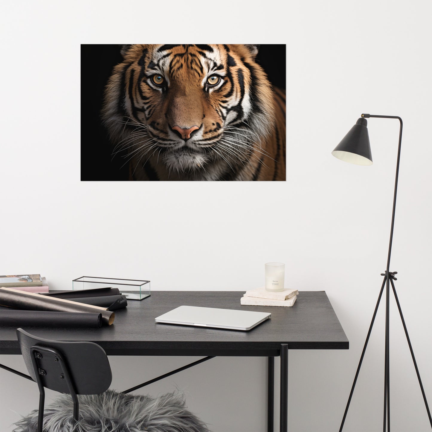 Silent Predator Tiger Photorealism - Digital Artwork Loose Art Print