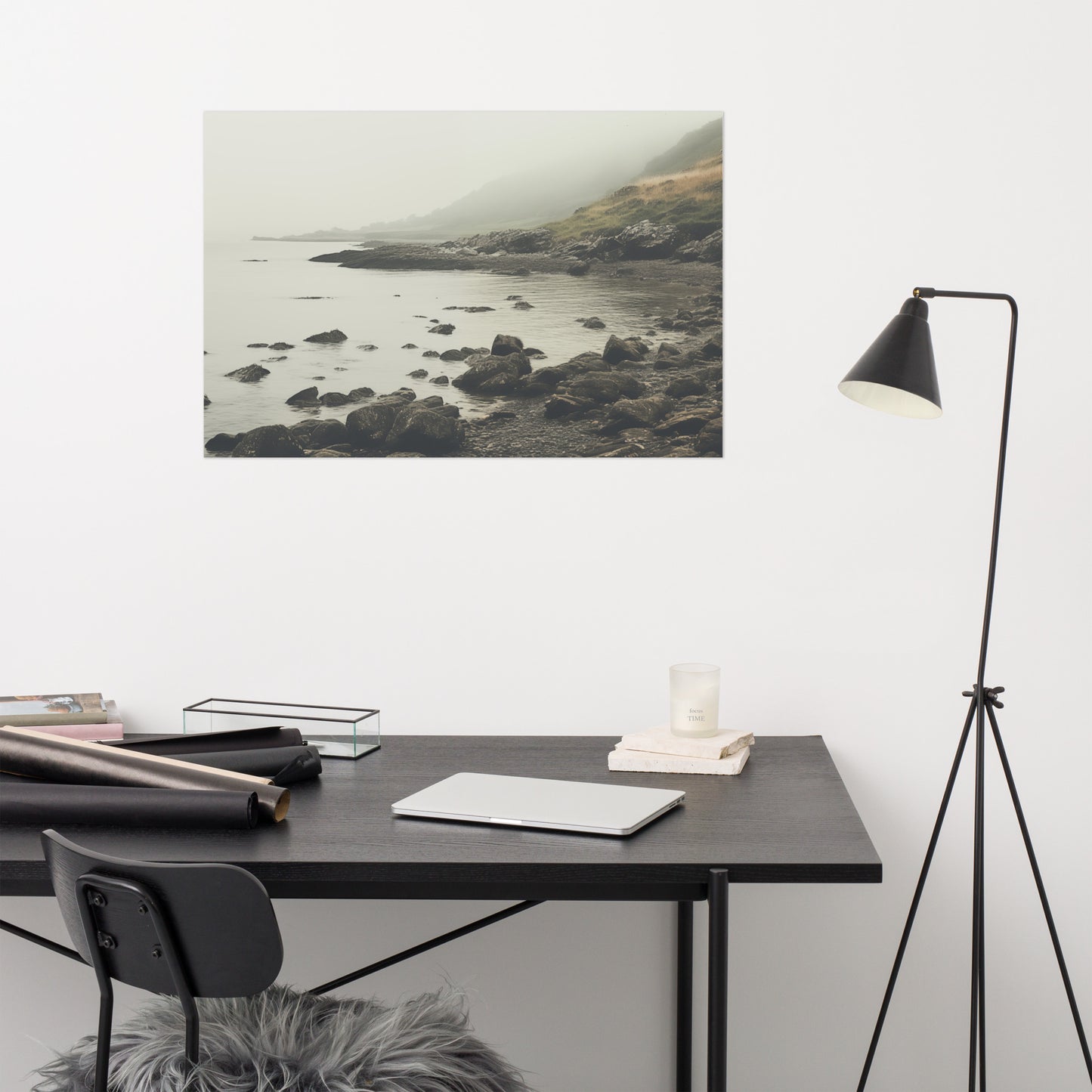 Vintage Coastline Subdued Retro Photorealism - Digital Artwork Loose Art Print