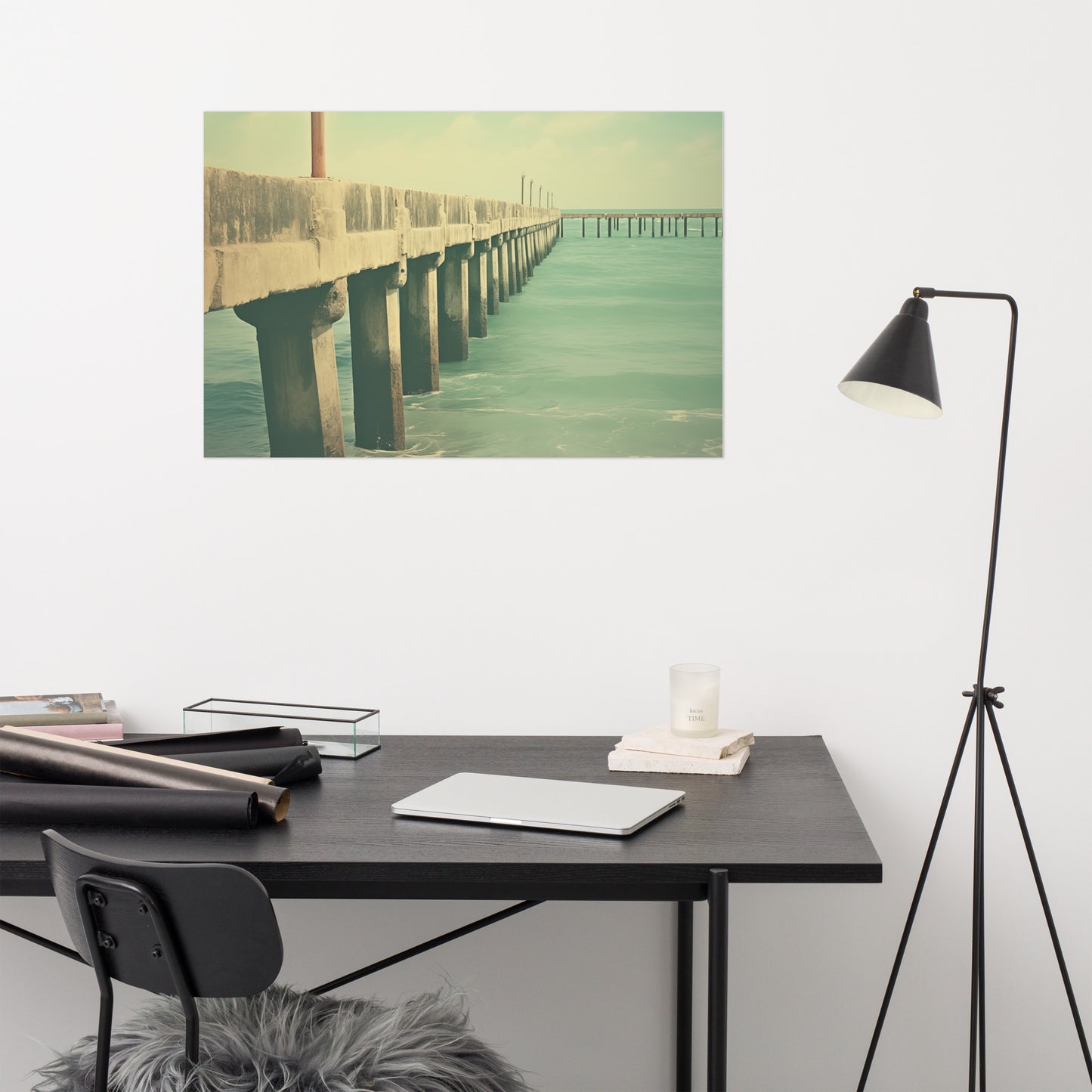 Vintage Paradise Subdued Retro Coastal Photorealistic Digital Artwork Loose Art Print
