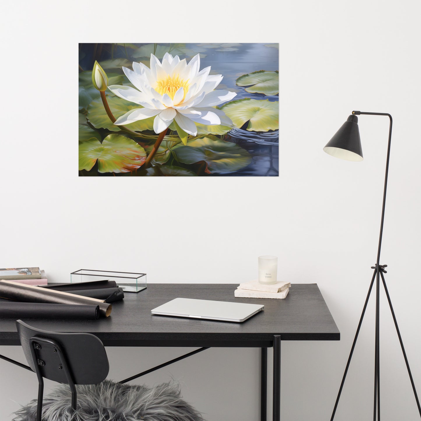 Whispers of the Water Lily Oil Painting - Digital Artwork Loose Art Print