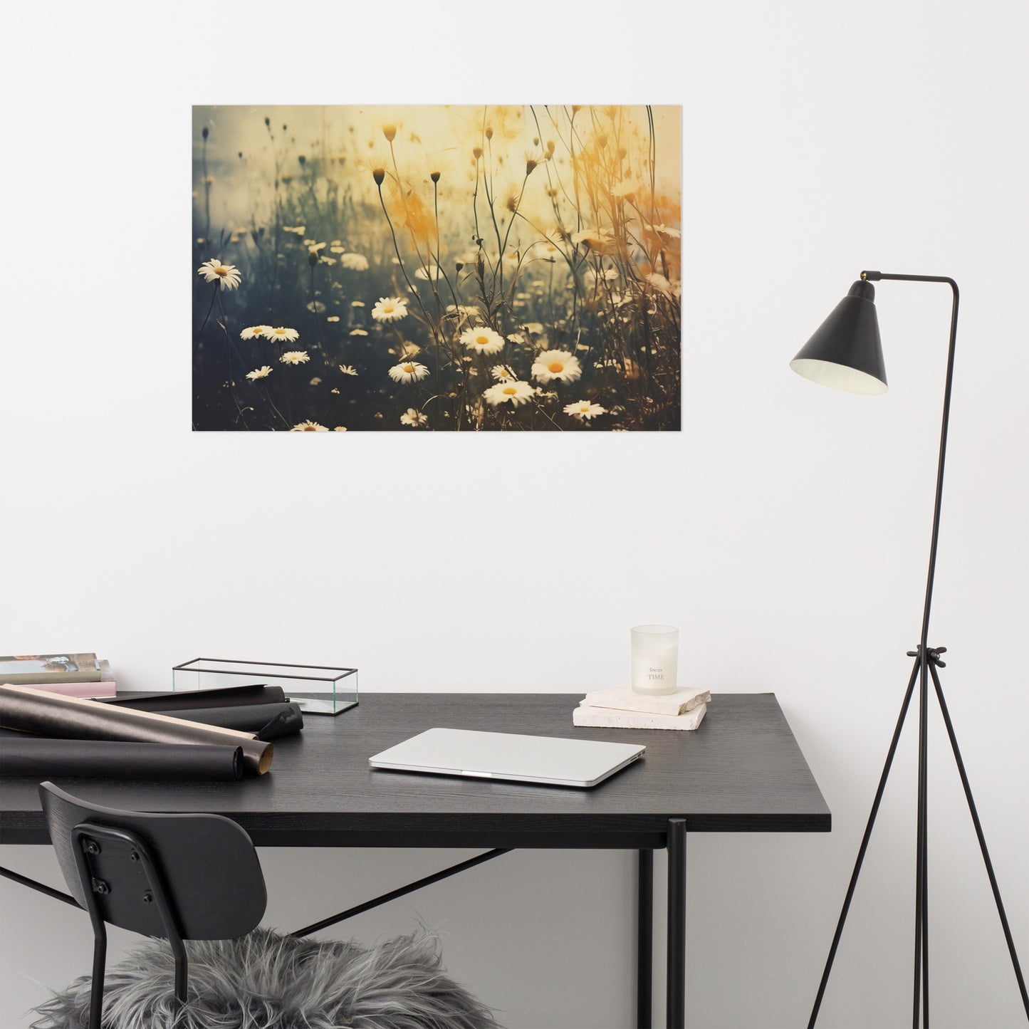 Whispers of White Vintage Subdued Retro Photorealism - Digital Artwork Loose Art Print