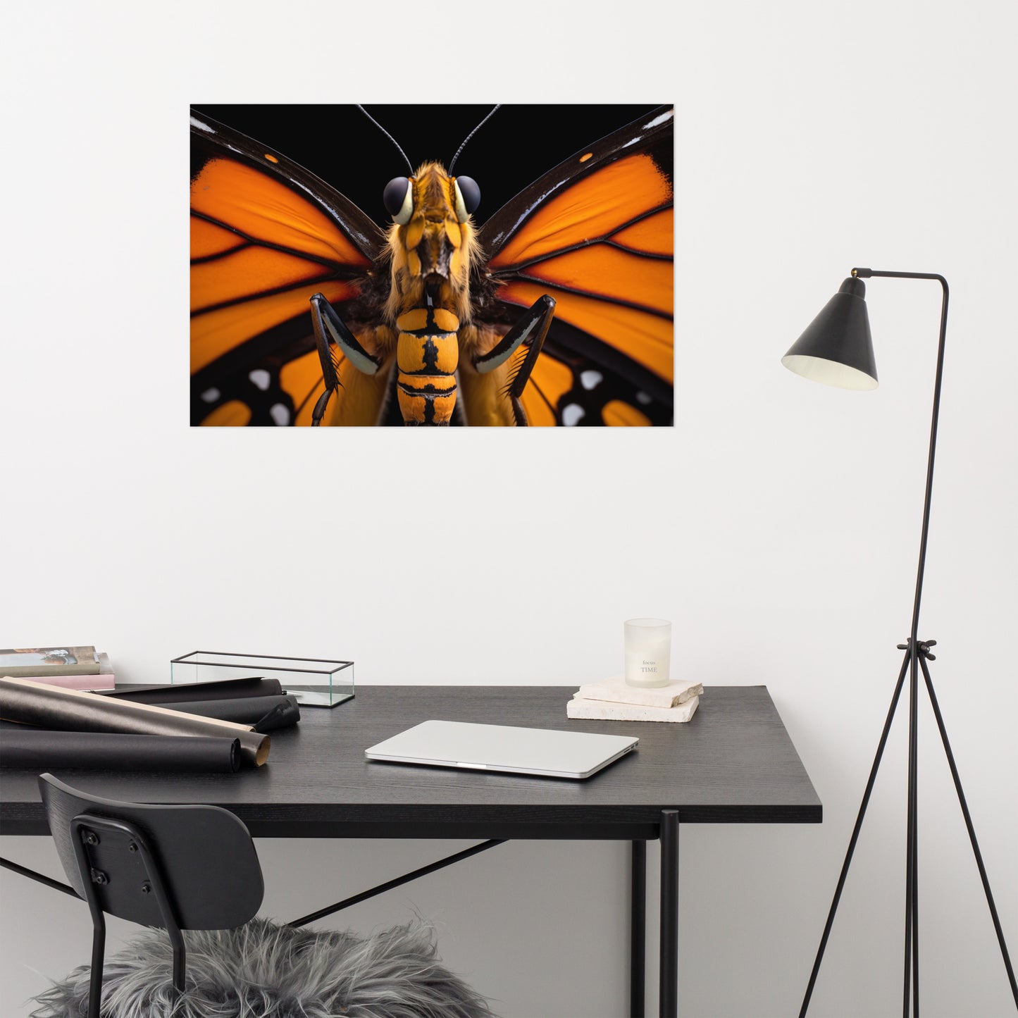 Winged Wonder Monarch Butterfly Close-up Photorealism - Digital Artwork Loose Art Print