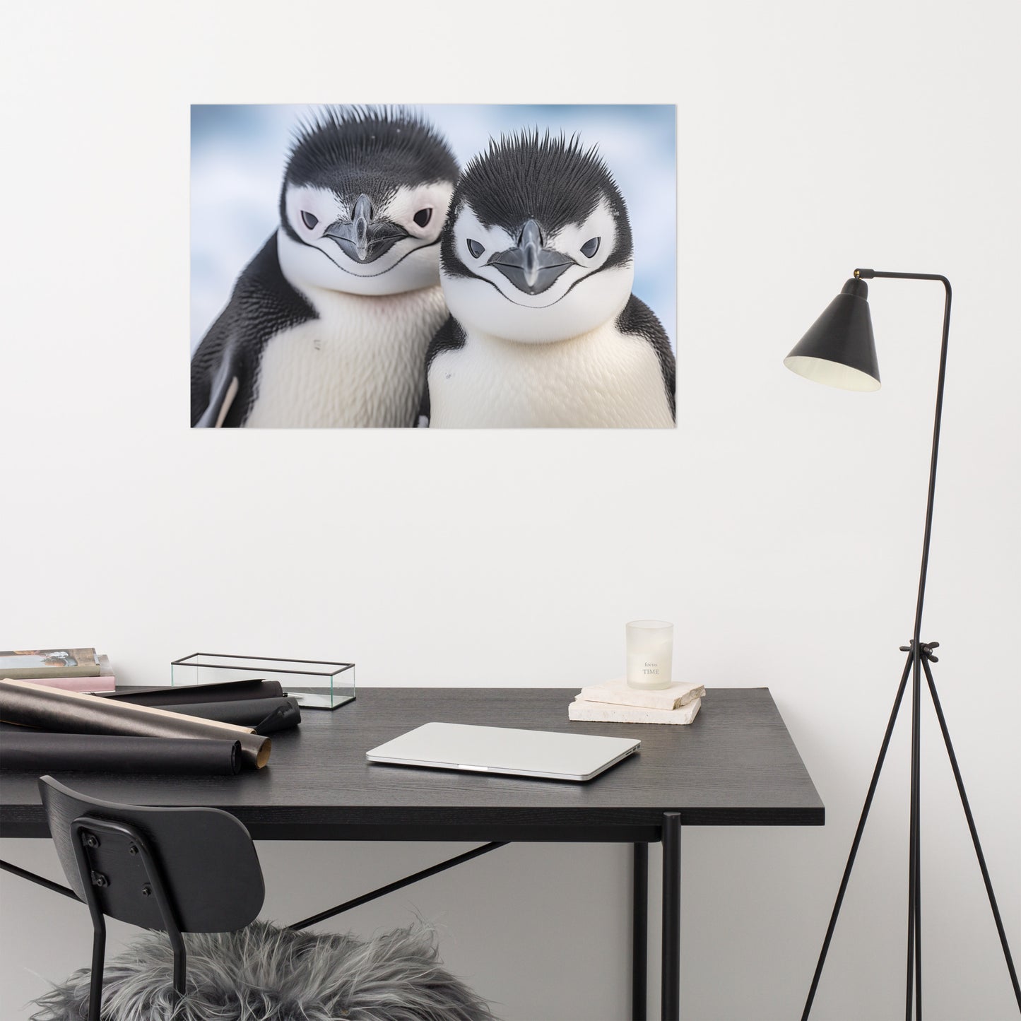 Young Penguin with Inquisitive Eyes Photorealism - Digital Artwork Loose Art Print