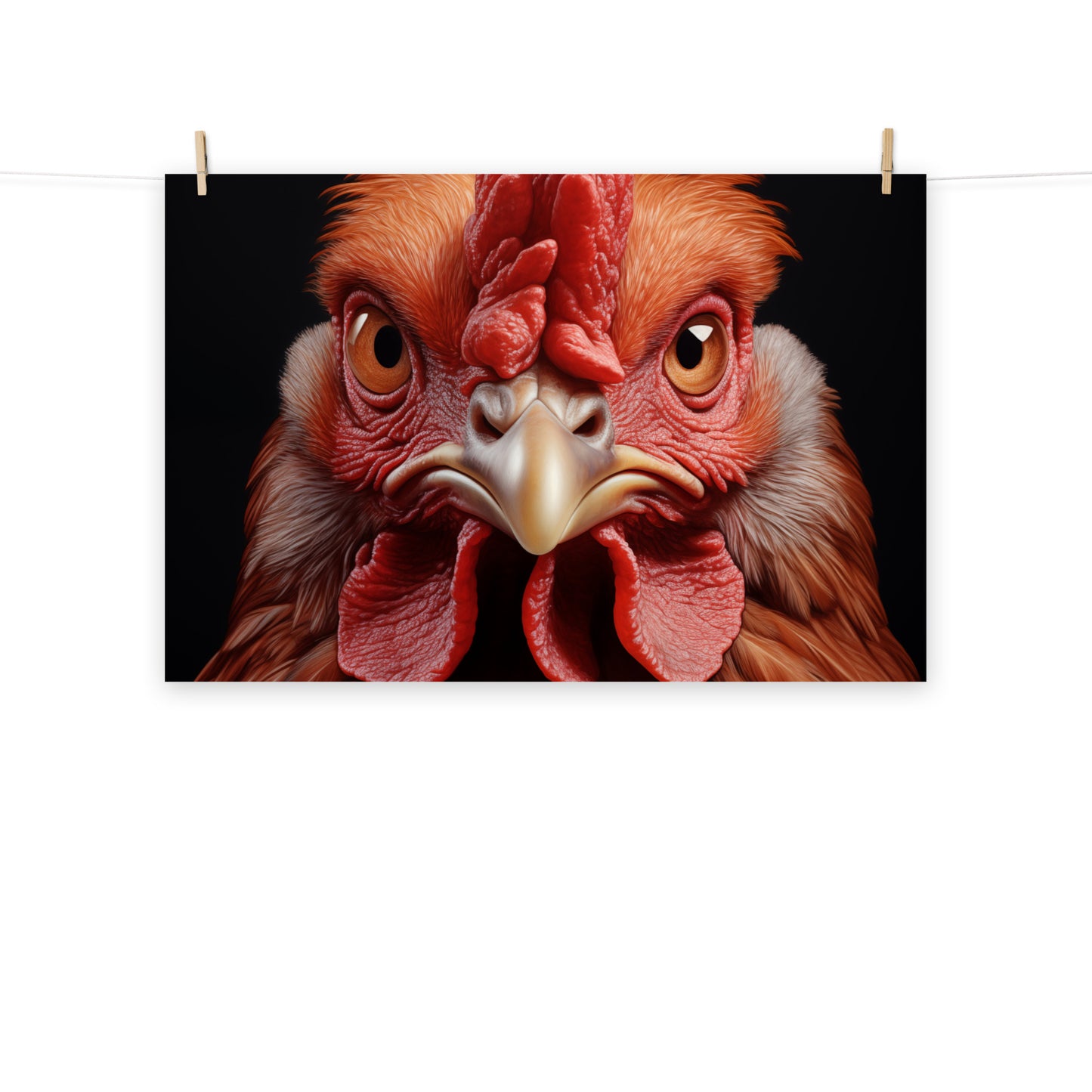 Barnyard Sentinel Rooster Photorealism Painting - Digital Artwork Loose Print