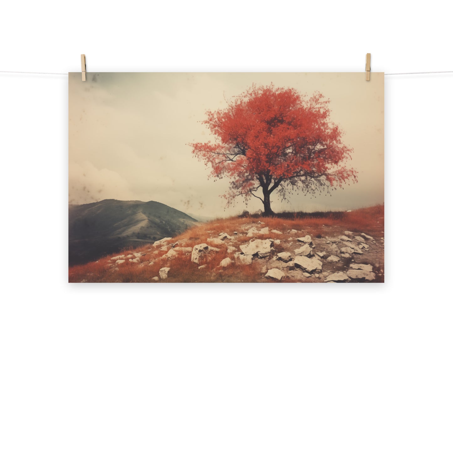 Country Wall Decoration: Crimson Peak Minimal Botanical Retro Subdued Photorealism - Digital Artwork Loose Art Print