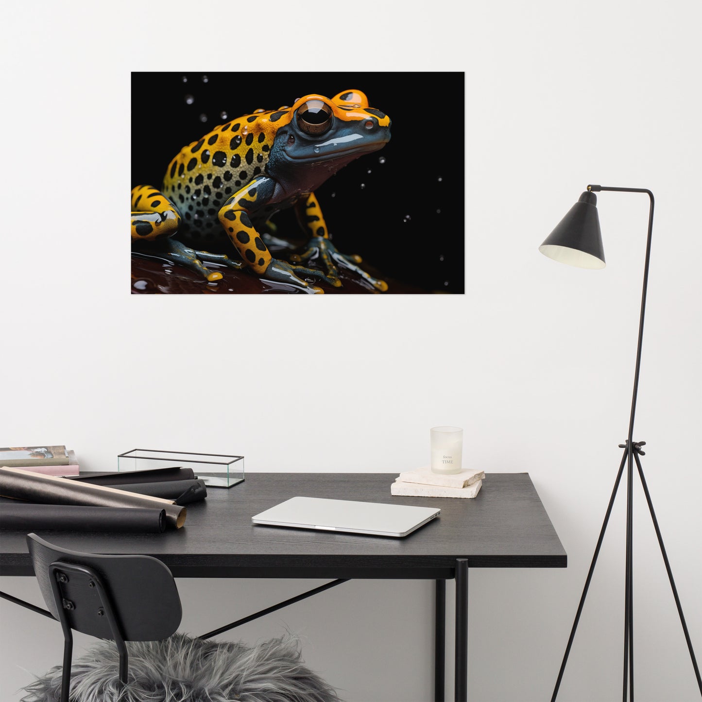 Vibrant Visitor Poison Dart Frog Close-up Photorealism - Digital Artwork Loose Art Print