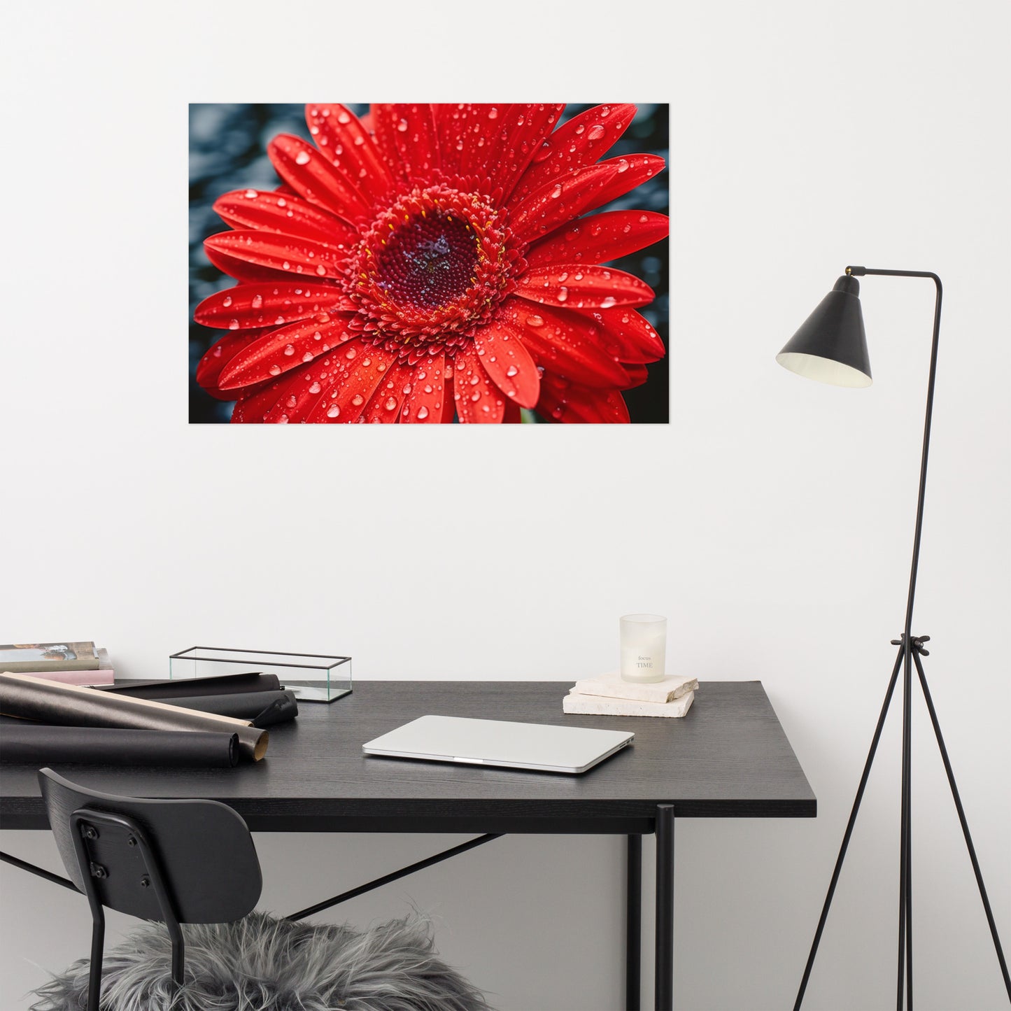 After the Rain Gerbera Daisy Realism Painting Digital Artwork Loose Art Print