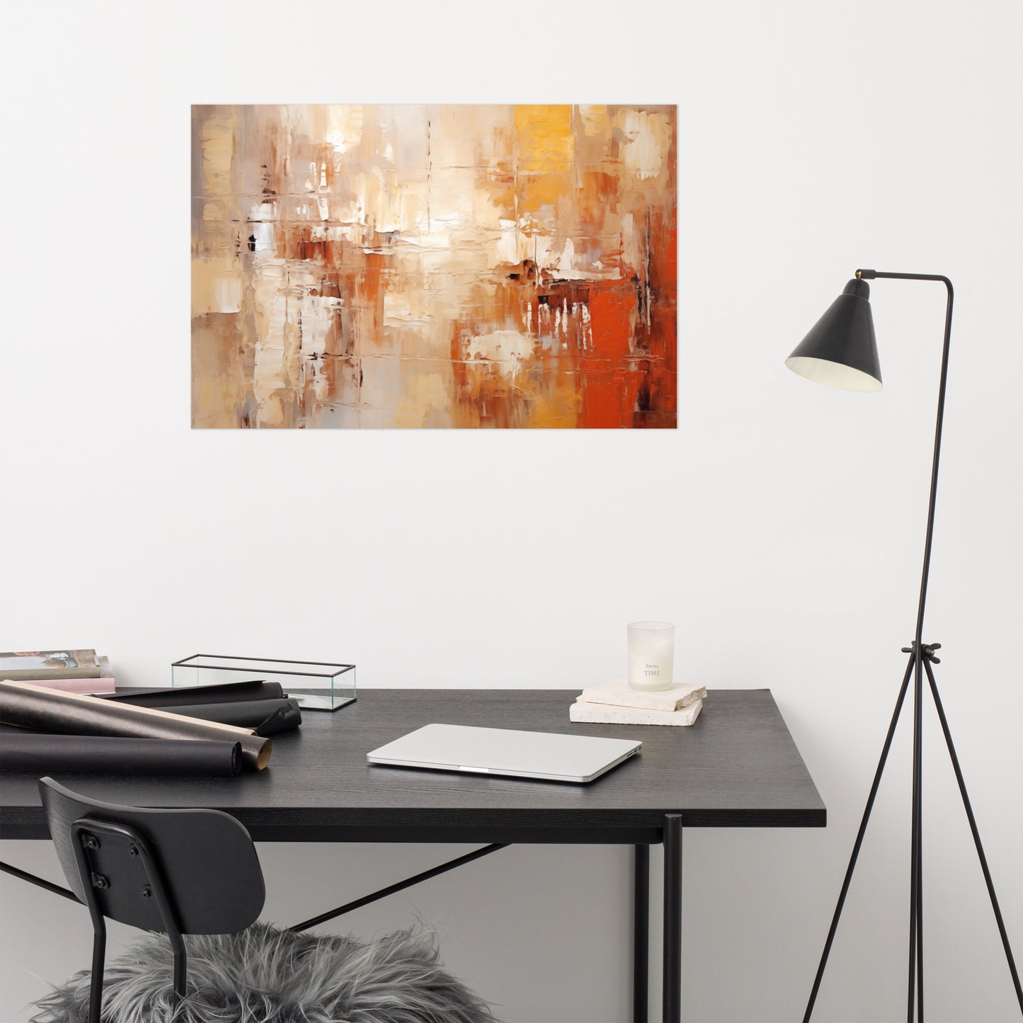 Amber Echoes Abstract Painting Digital Artwork Loose Art Print