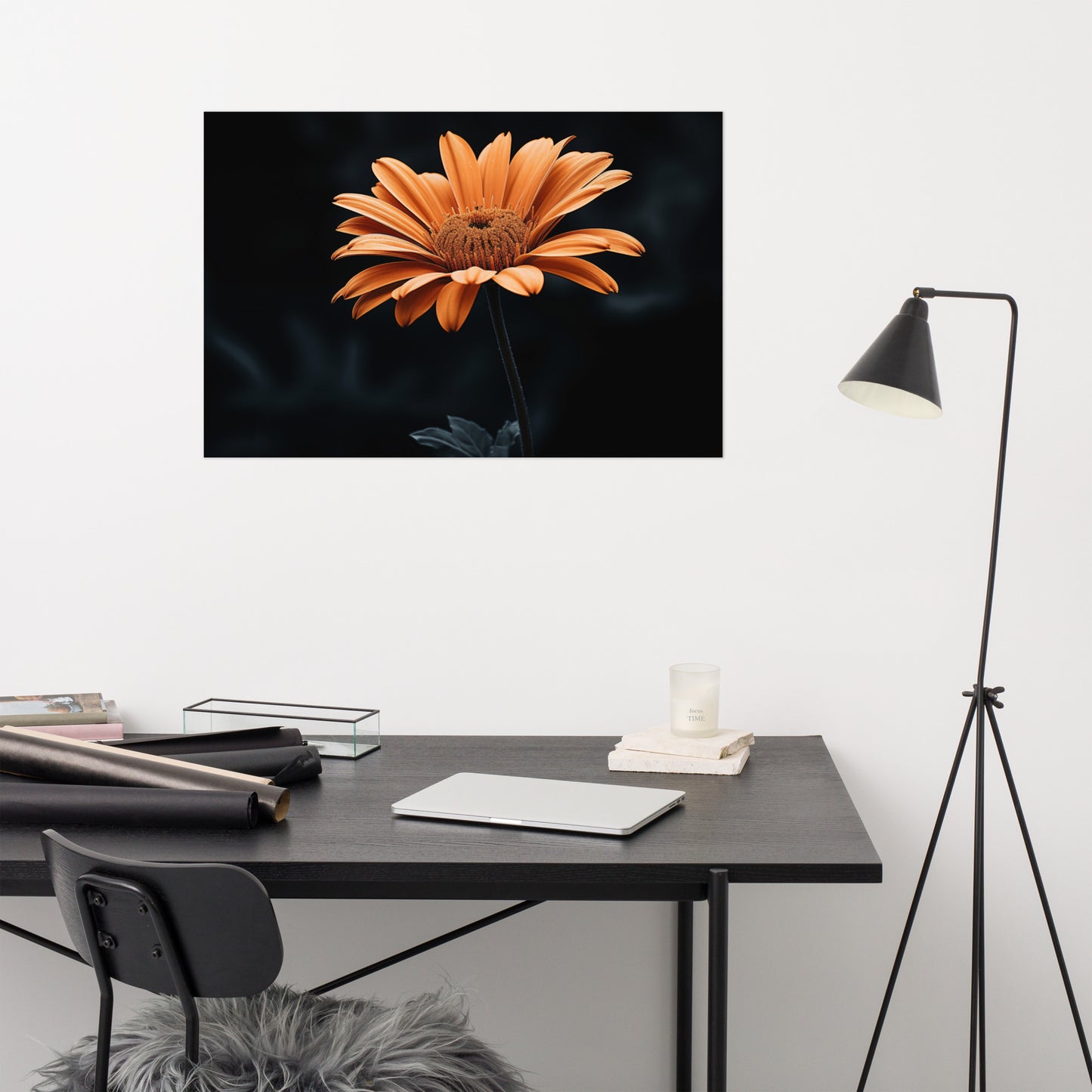 Amber Embrace Floral Photorealistic Digital Artwork Loose Art Print
