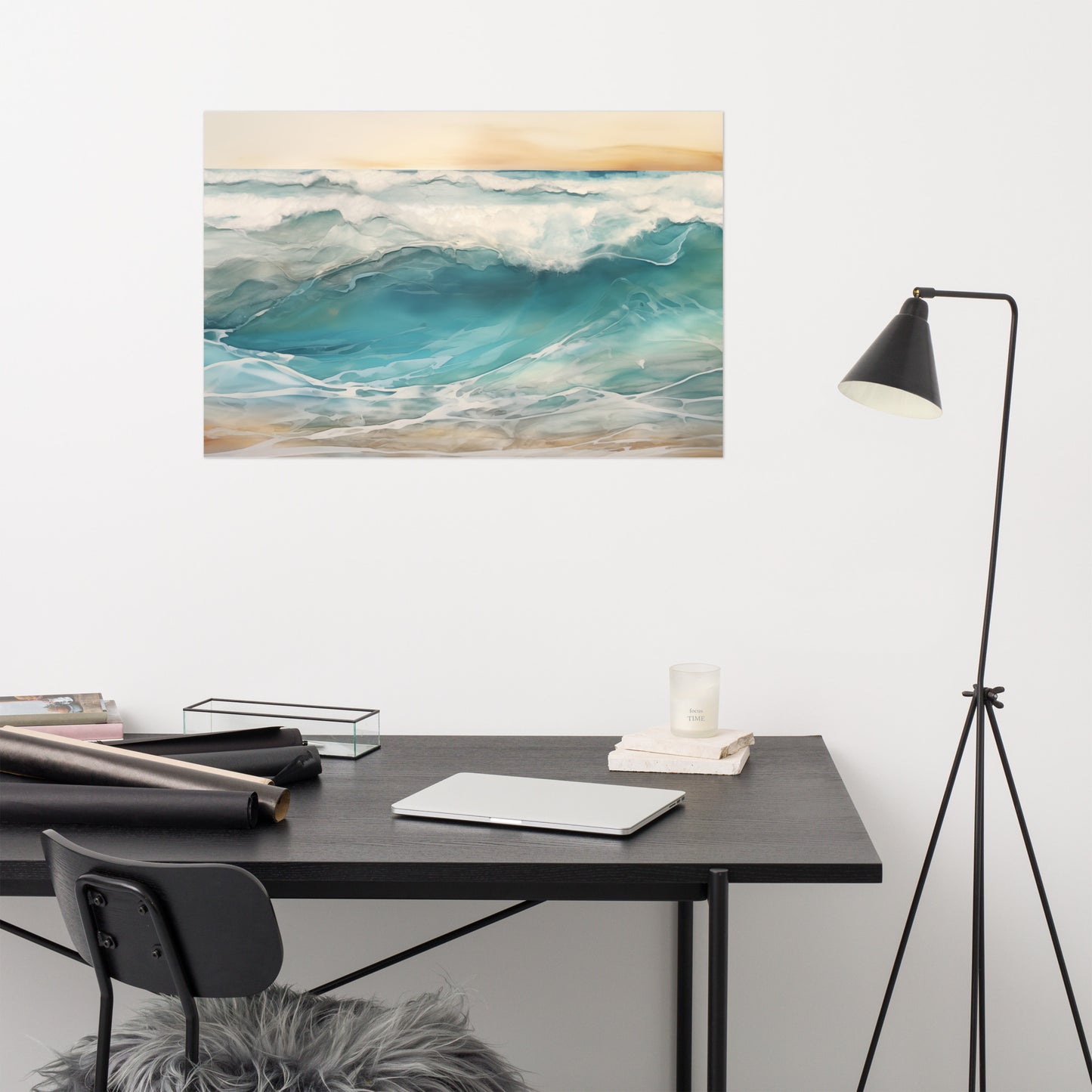Aqua Awakening Encaustic Painting Digital Artwork Loose Art Print